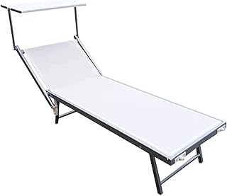 Milani Home s.r.l.s. Lettino Mare Prendisole Pieghevole in Alluminio con Tettuccio