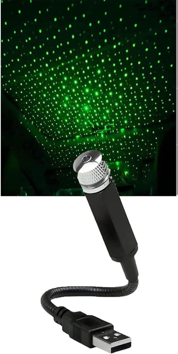 KitruiyMini Led Projection Lamp Star Night,Emrefashion Laser Lights,Emrefashion Mini Led Projection,Car and Home Ceiling Romantic USB Night Light-Plug and Play,Star Lights for Car (Green-1pcs)