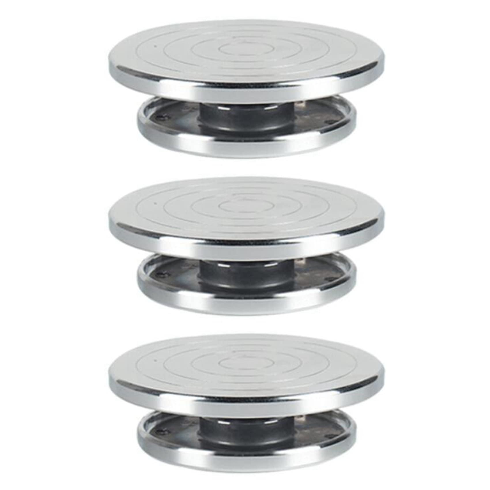 Jnchdghwa Silver 3Pcs 12/15Cm Double Face Use Aluminum Alloy Turntable For Ceramic Clay Sculpture Platform Pottery Wheel Rotating Tools