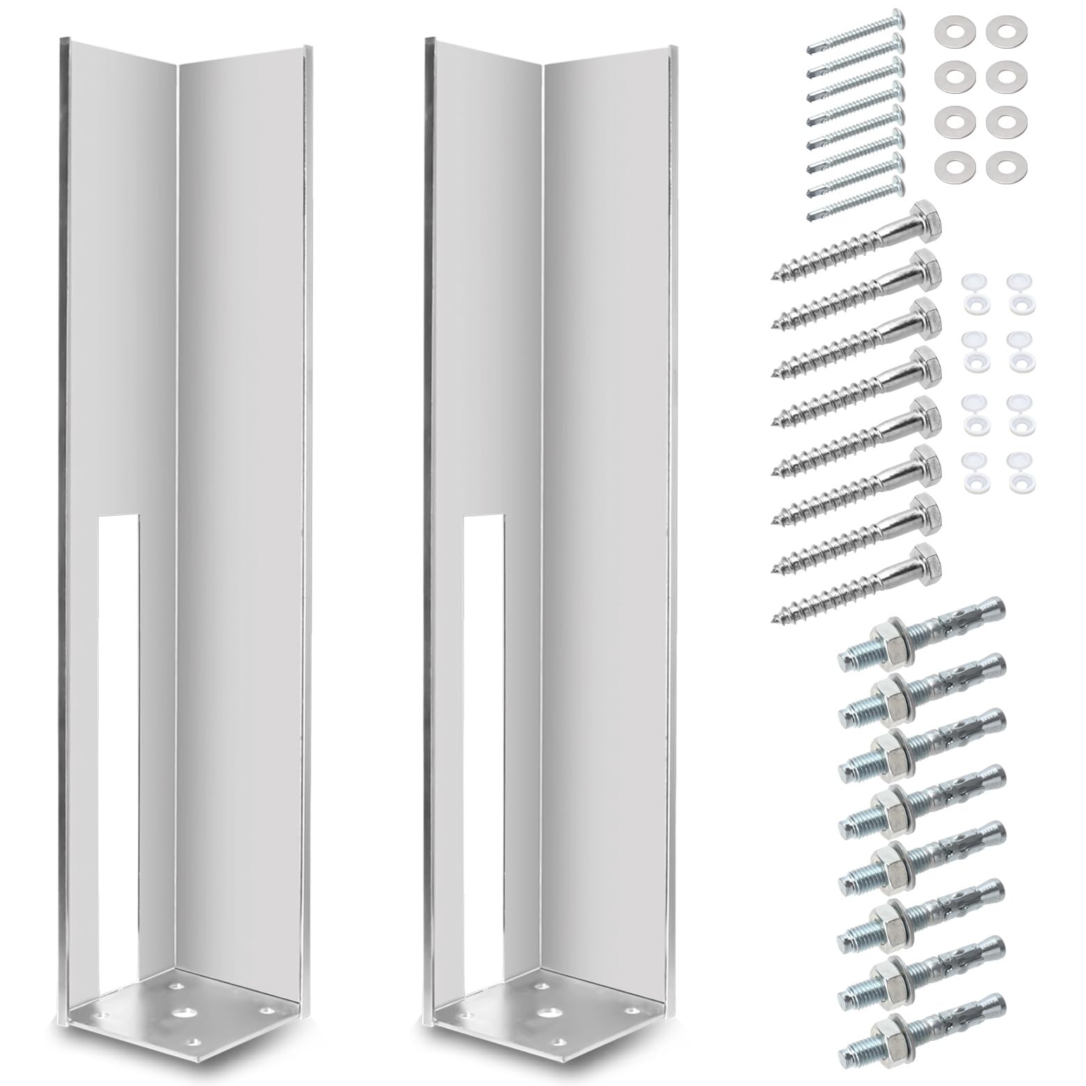 Photo 1 of 2 Pack Hot Dipped Galvanized Wood Post Mount Tower/Vinyl Fence Concrete Brackets with Mounting Kit for 4"x4"48" Steel Fence Post Insert
