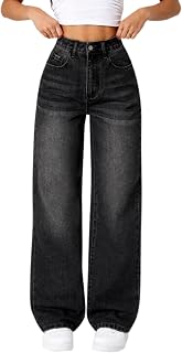 DEELMO Women’s Wide Leg Denim Jeans High Rise Loose Fit | Stretchy Casual Straight Pants Trendy | Comfortable Everyday Fas Price In India