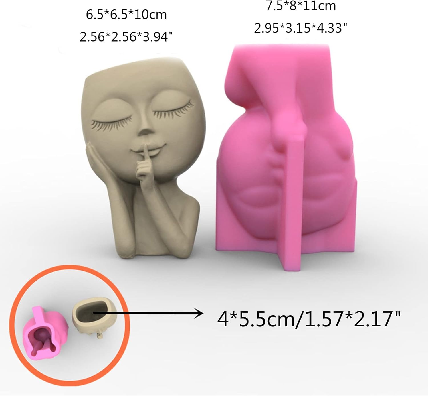 Moldes De Hormigón Para Macetas, 2 Moldes De Silicona Para Macetas De Silicona Con Estatua De Diosa En 3D, Para Retrato, Cabeza De Niña, Suculentas, Maceta De Silicona Para Decoración Del
