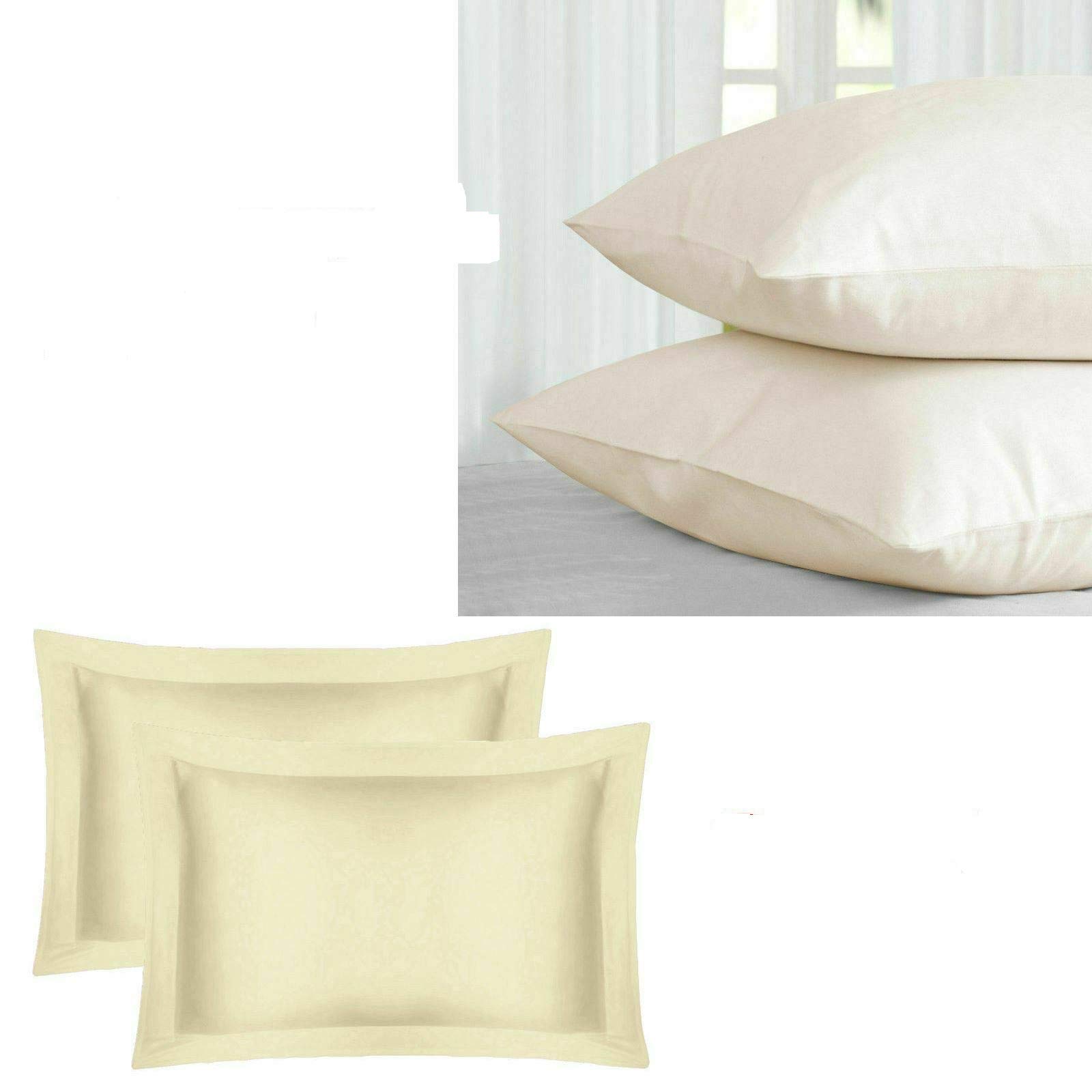 Comfort Collections New 200TC Thread Count 100% Egyptian Cotton Pillow Case Pair Housewife 50cm x 75cm Approx Cream