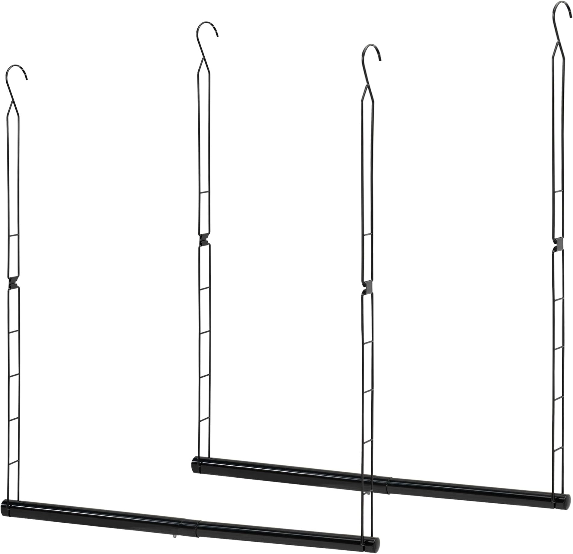 STORAGE MANIAC 2-Pack Hanging Closet Rod, Adjustable Width and Height, Space-Saving Clothes Hanging Bar, Black