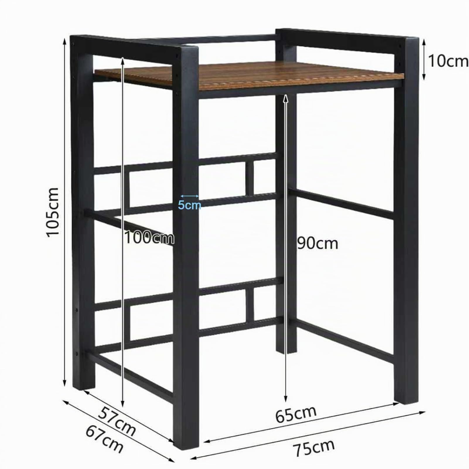Mueble para Lavadora y Secadora, Soporte Estanteria Torre Lavadora Secadora, Kit de Apilado, Capacidad de Carga 350kg, 75 * 65 * 104cm Negro