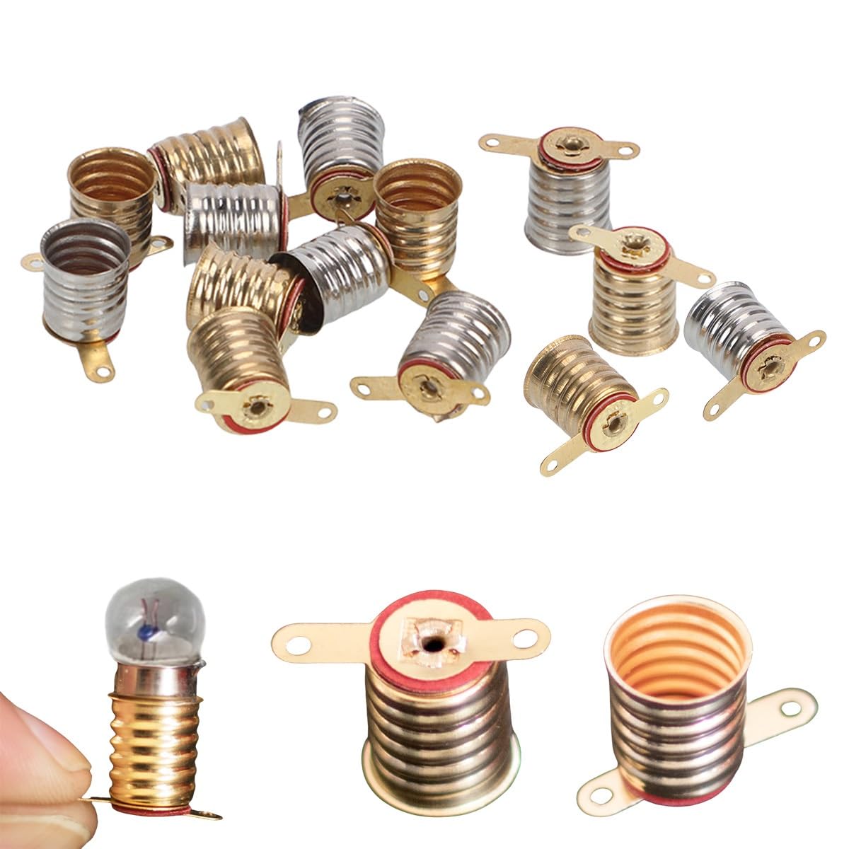 ADZJOY 50/100pcs E10 Lampholder Small Bulb Bead Holder 3-36V Screw Socket Lampholder E10 Old Torch Lampholder Teaching Experiment Use(100pcs)