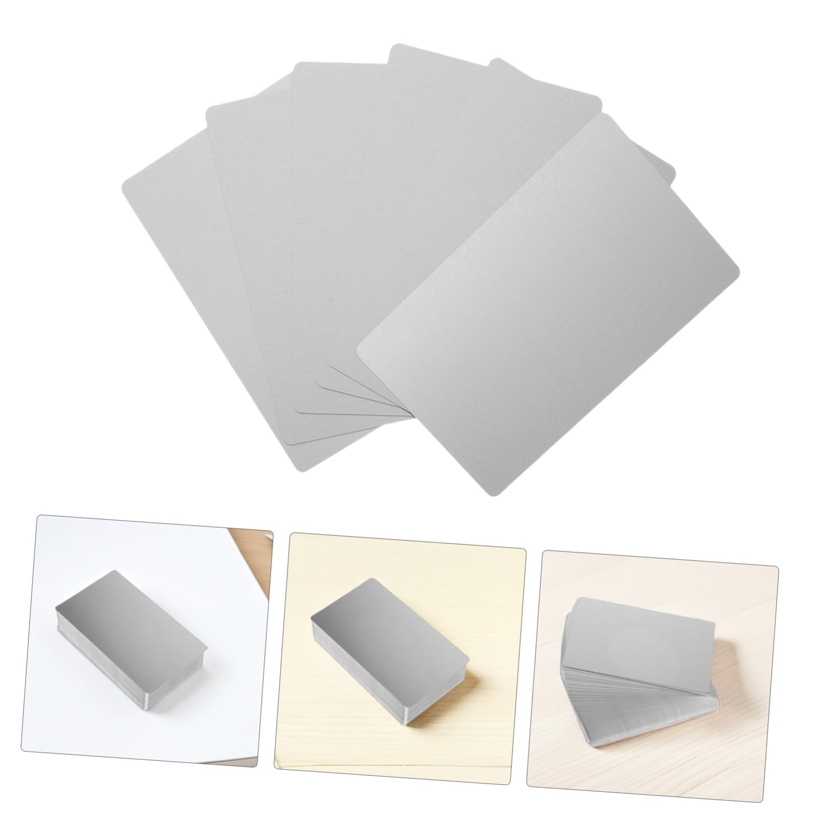 Housoutil Biglietti da Visita Vuoti in Lega di Alluminio 200 Pezzi 86x54x0,21mm Resistenti all'Ossidazione per Artigianato Fai da Te e Ufficio