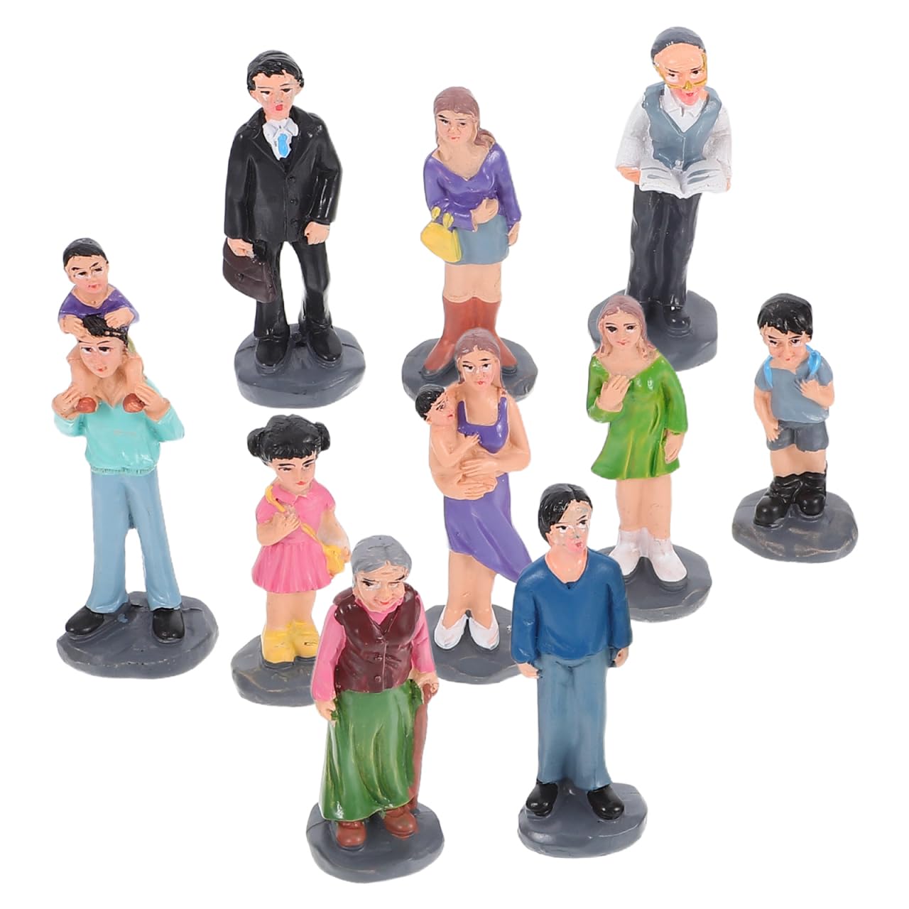 BESPORTBLE Resin Family People Figurines 10Pcs Miniature Small Figures for Sand Tray Table Decor Hand-Painted Collectible Models for Home and School Projects