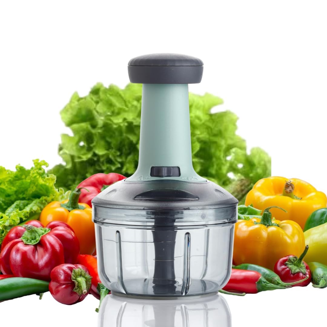 SHAYONAM Chopper for Kitchen Use 650ml,3 Blade Steel Large Manual Hand-Press Vegetable Chopper Mixer Cutter to Cut Onion, Salad, Tomato, Potato (Indian,Heavy Quality)