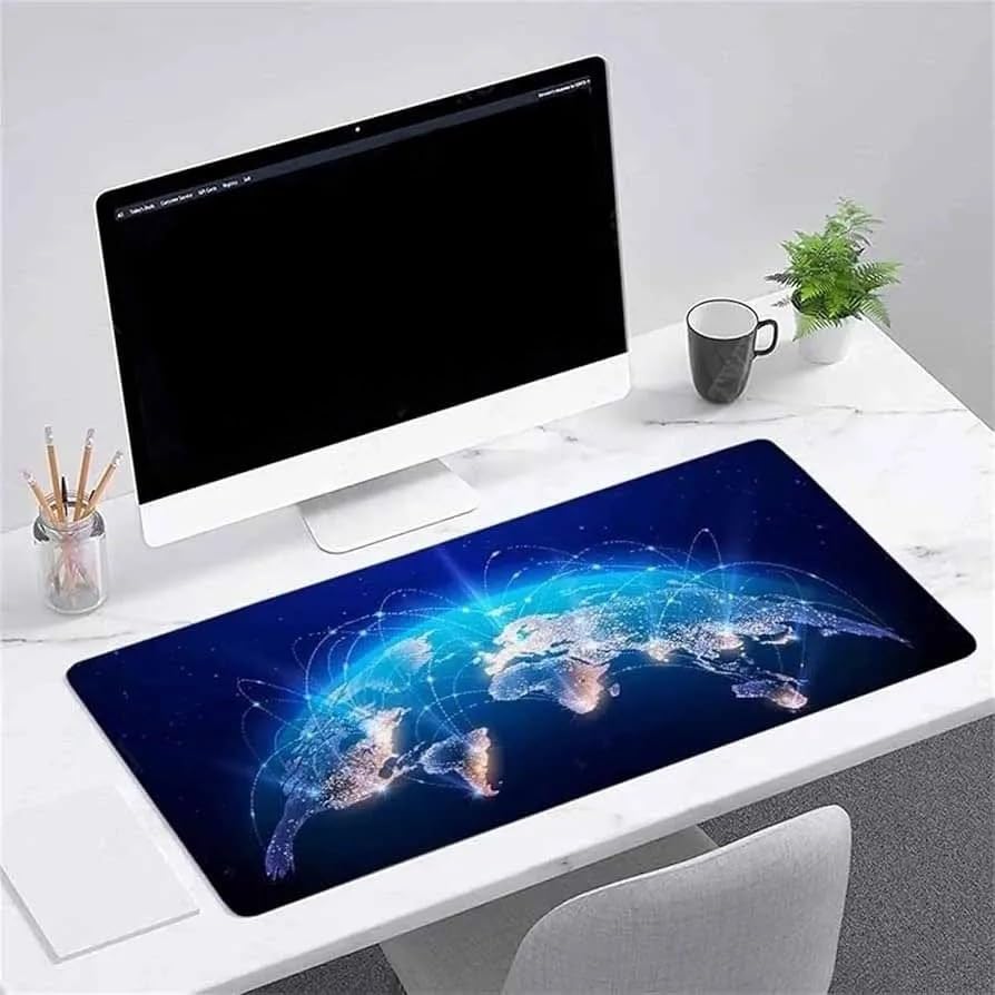 Image of Saco XXL Gaming Mouse Pad for PC - Large Desk Mat 900x400x3mm, Extended Non-Slip Rubber Base, Waterproof Surface, Earth Design, Big Keyboard Mouse Pad for Office & Home Setup