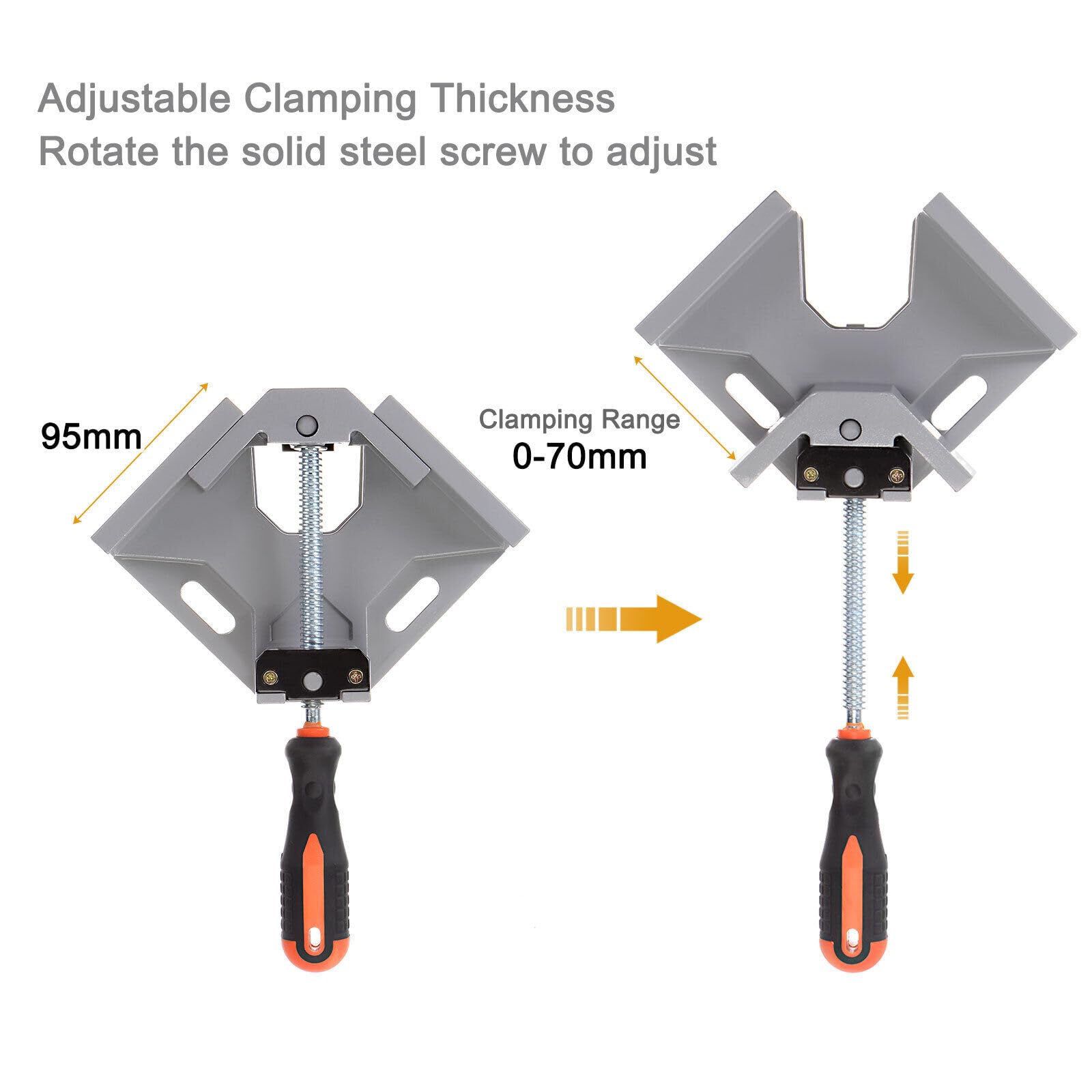 Inditrust 90° Right Angle Clamps/Corner Clamp tools for Carpenter, Welding, Wood-working, Engineering, Photo Framing (Single Handle Corner Clamp) grey - Image 2 thumbnail