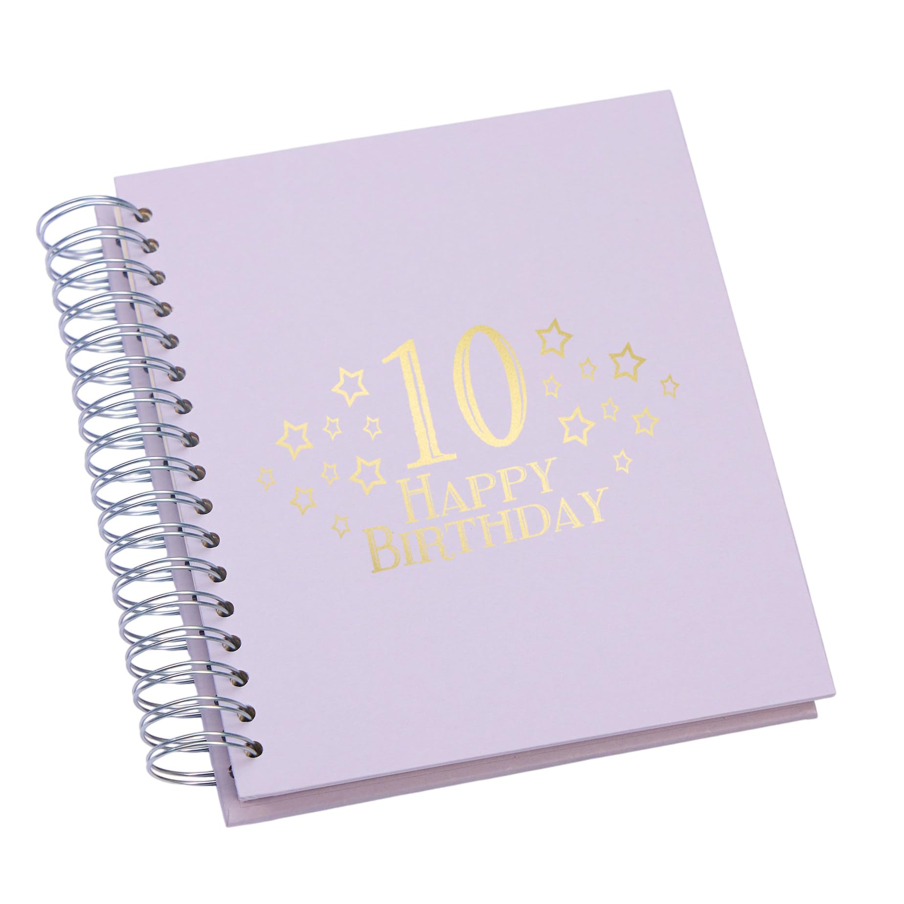 Large 10th Birthday Photo Album Memory Keepsake, Stars Design, Multiple Colour Options, Fits 6x4 or 5x7 Photos (Lilac, 5 x 7 Inch)