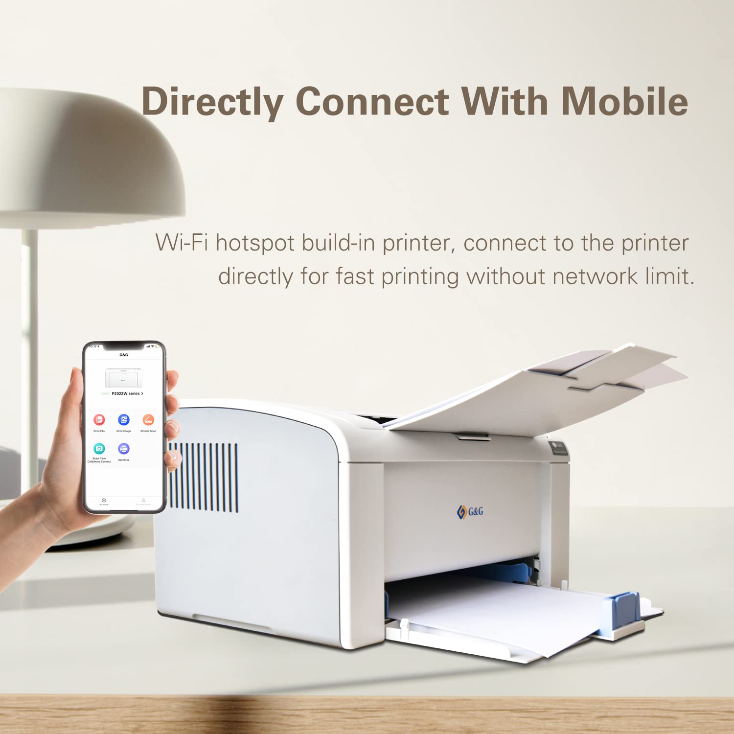 G&G Laserdrucker P2022W s/w 22 Seiten/Min. WLAN für Windows, MacOS und Linux, Android, Apple IOS Smartphone, Tablets (s/w Laserdrucker 22 Seiten)