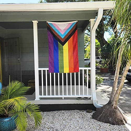Topflags Pride Flag Outdoor Progress Pride Flags 3X5 Gay Bisexual Lgbtq+ Rainbow Banner Fade-Resistant #TOP6