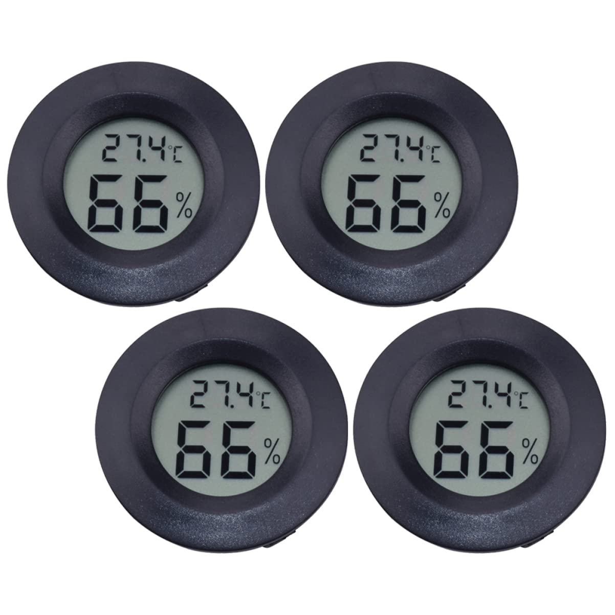 Happyyami 8piezas Higrómetro Digital De Temperatura Para Reptiles Electrónico Compacto y Ligero Medidor De Humedad Para Tiendas De Mascotas y Uso Casa Negro