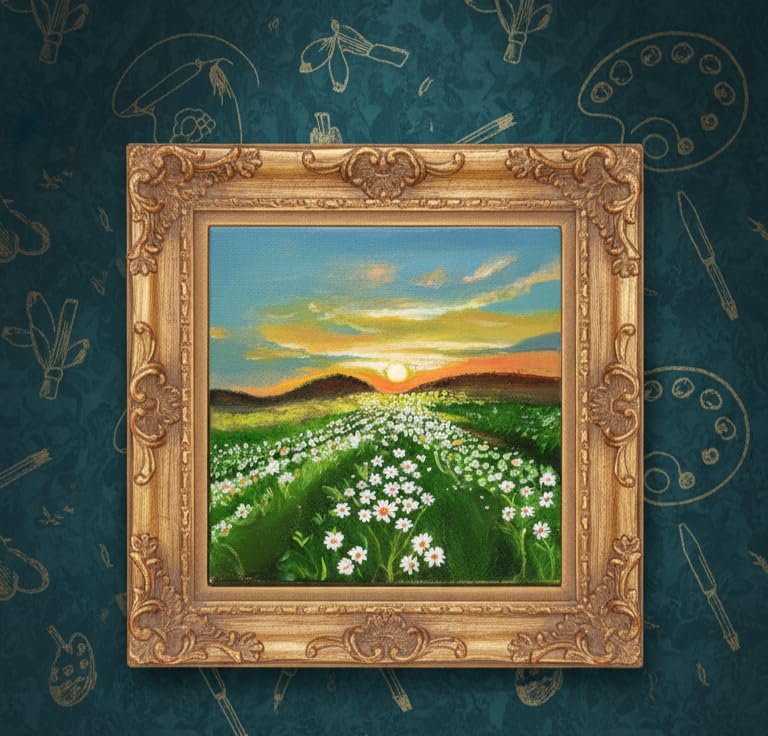 Hand painted Canvas painting, sunset view sunflower valley,home decor, stretch canvas