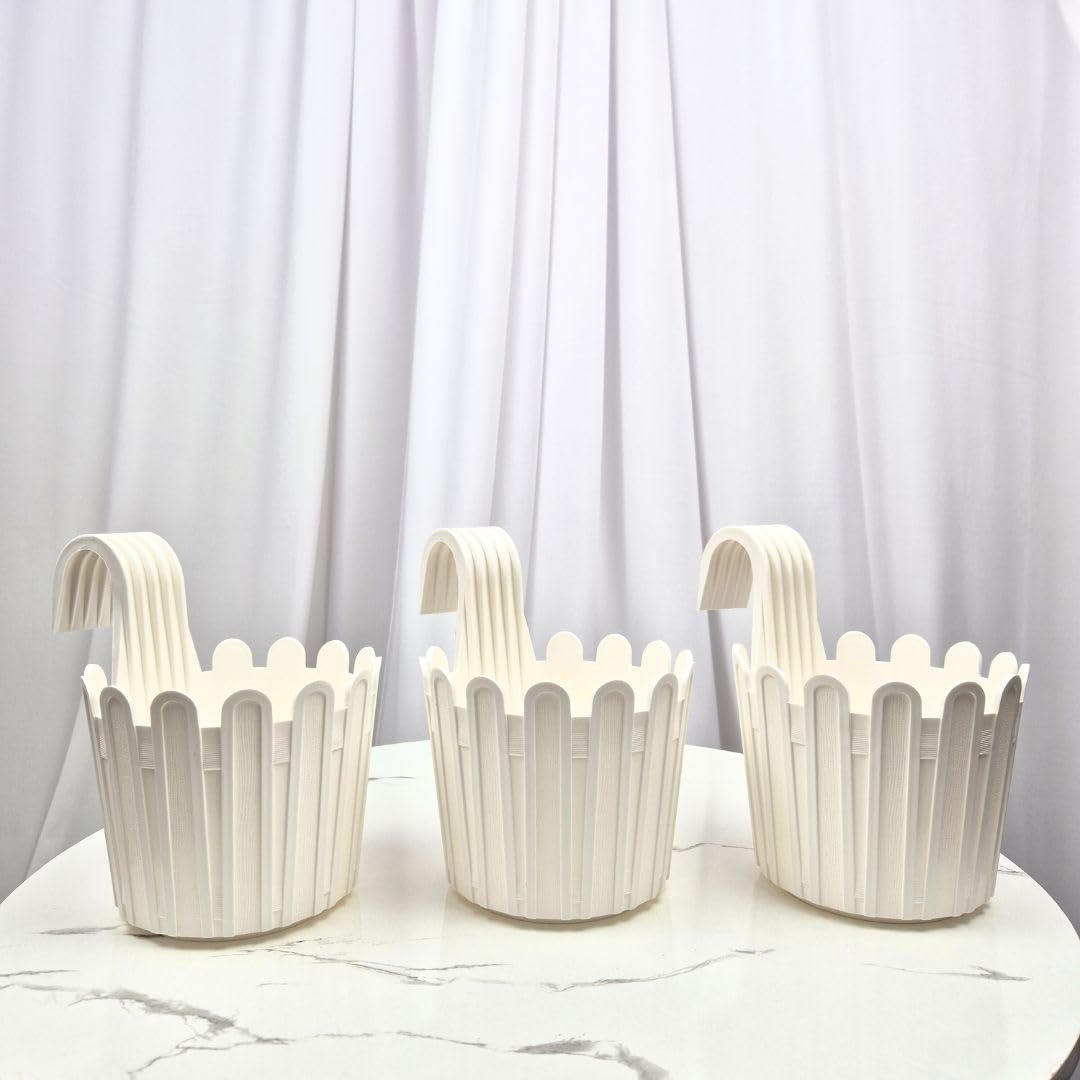 Podhghar Balcony Railing Fence Hanging Hook Planters for Outdoor Plants, Flower Pots, Garden, Pack of 3 (White) (B0DC41VCK2) Amazon Price History, Amazon Price Tracker
