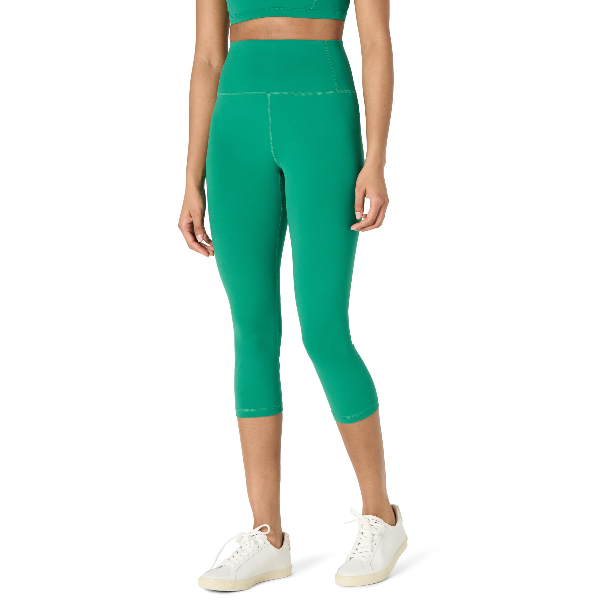 Amazon Essentials Damen Active FormFlex Buttery Soft Capri-Leggings für Yoga und Workouts mit Taschen, hoher Taille, Schrittlänge von 48 cm, Smaragdgrün, XL