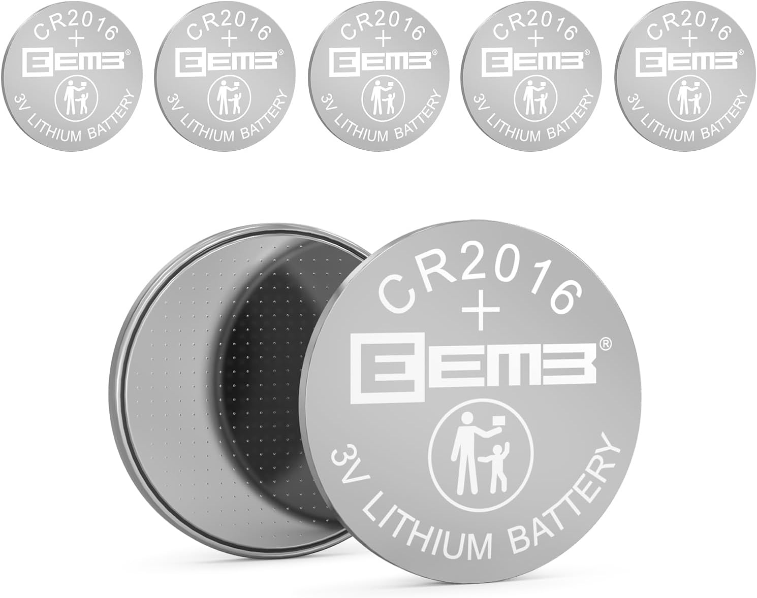 EEMB 5 PACK CR2016 Battery Cell 3V Lithium Mercury free Long Life Strong Power 2016 Coin Button Batteries ECR2016 DL2016 for electronic devices, Car Keys,Watch, Household items