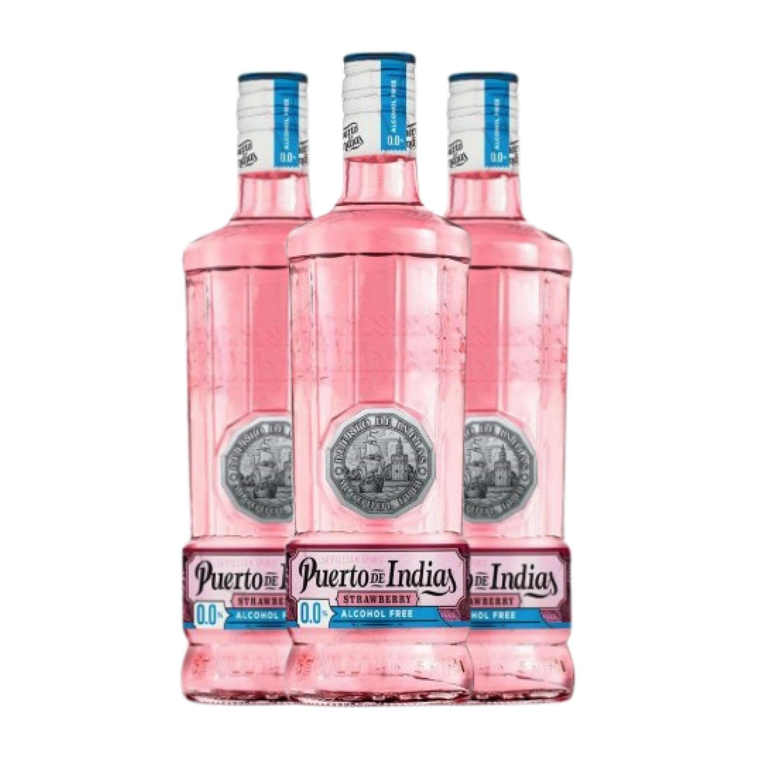 Ginebra Puerto de Indias Strawberry Gin 75 cl Sin Alcohol (Caja de 3 Botellas de 75 cl)