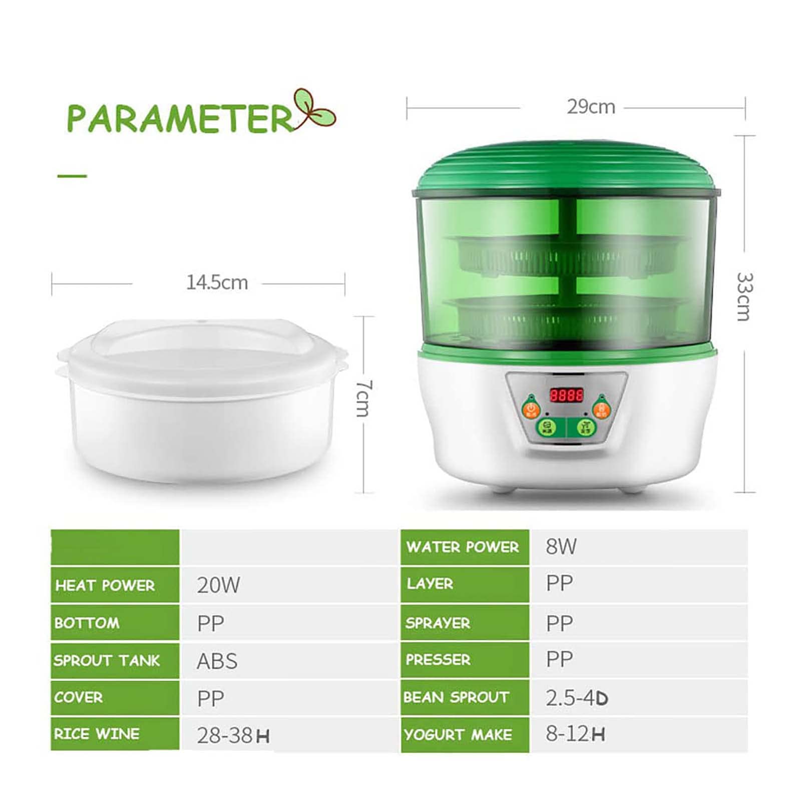 Machine à germer Les Haricots électrique, kit de Germination Intelligent pour graines, Machine à germer Les Haricots, Outils électriques pour semis