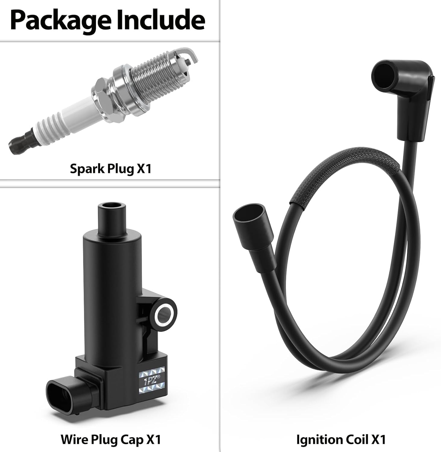 1PZ MC4-J5L Ignition Coil & Spark Plug & Wire Cap for Hisun UTV 250 400 450 500 Massimo Gunner 250 MSU 400 500 Coleman UT400 UT500