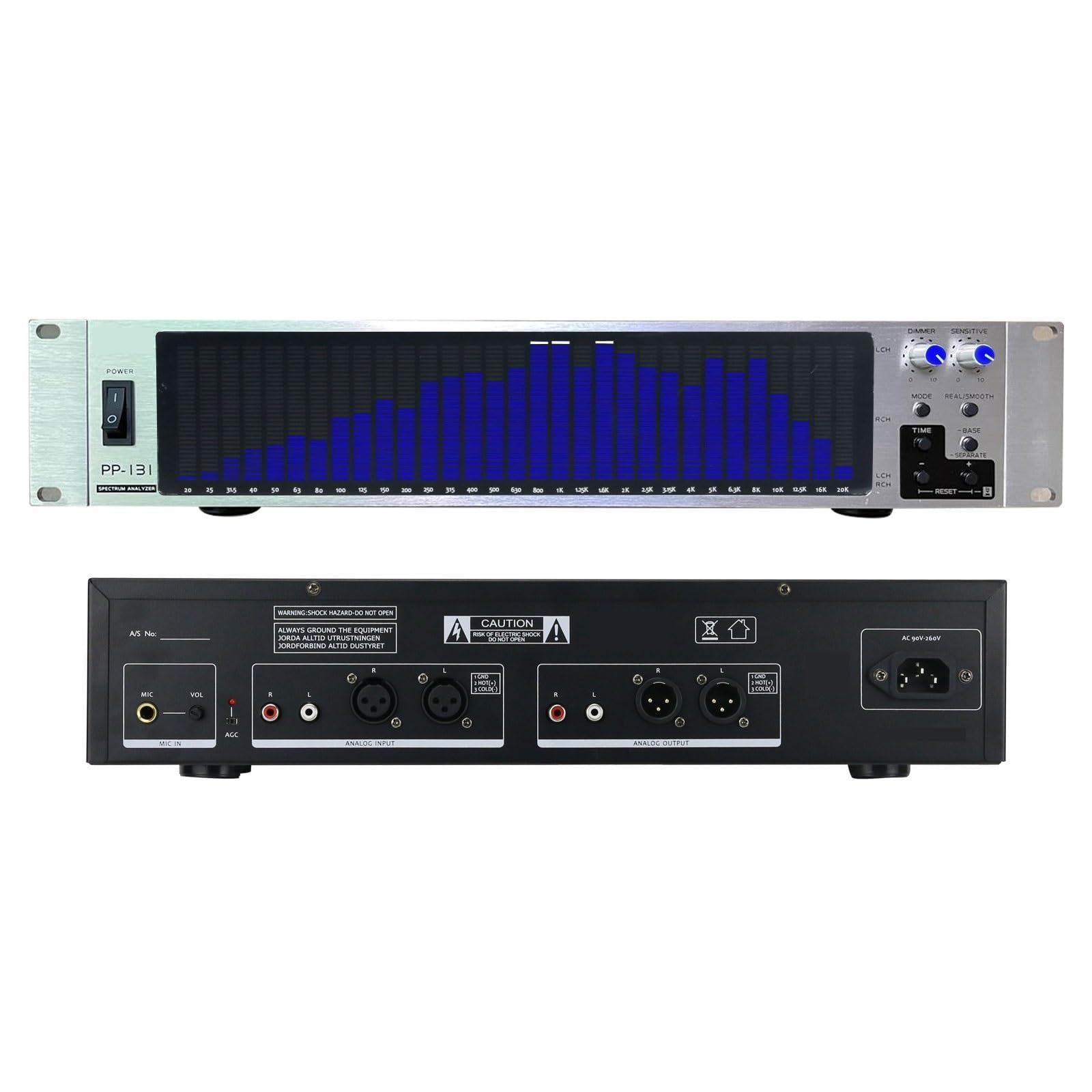 Analizador De Espectro Audio LED Verde/blanco/azul, Pantalla, Medidor VU 31 Segmentos Con Panel Plateado Preciso