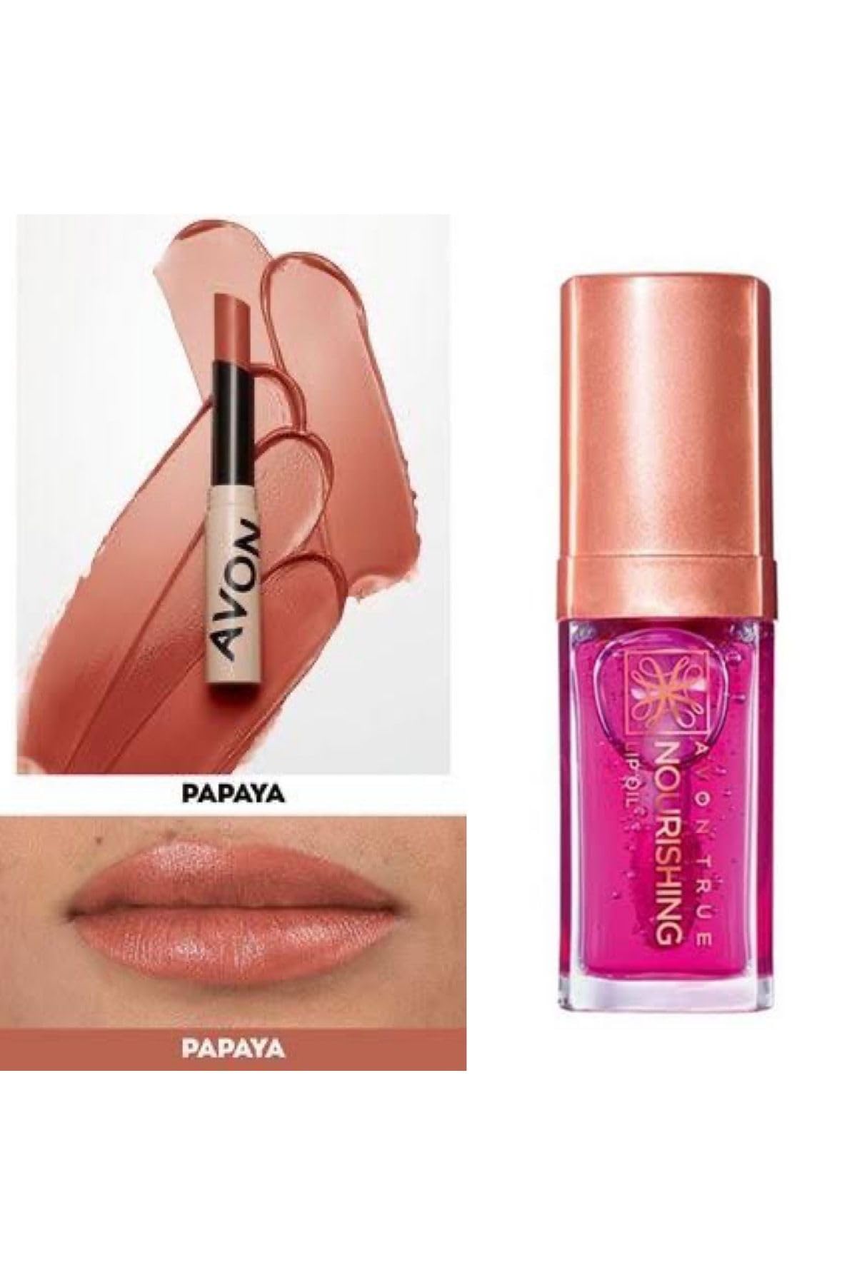 Avon True Nourishing Dudak Yağı 7 Ml. Blossom Ve Avon Tinted Lip Balm Papaya 2 Li Set