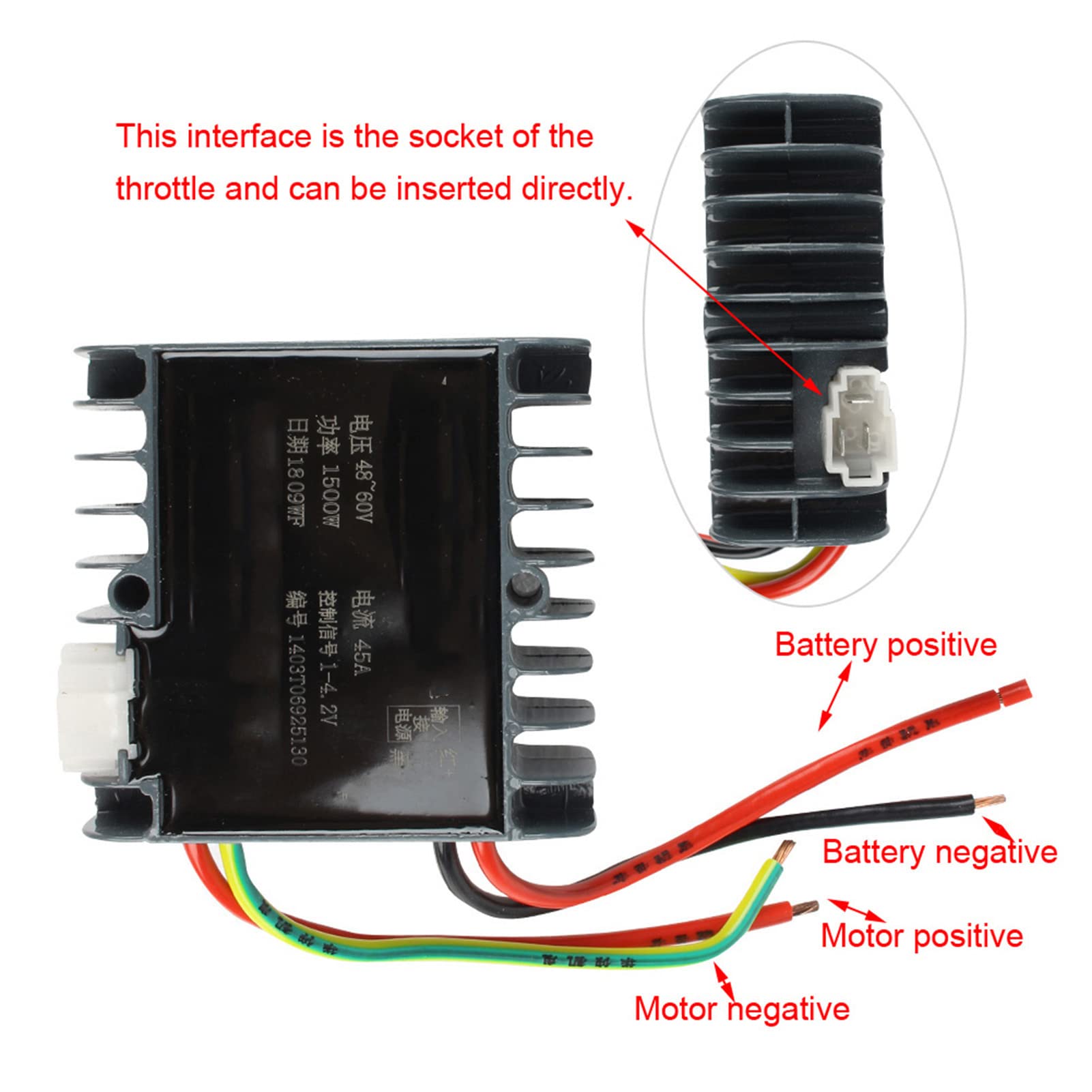 Controlador de motor cepillado 48V 60V 1500W Alta potencia Durable Metal Bicicleta eléctrica Scooter Triciclo Caja de control de velocidad Disipación de calor Ligero Fácil