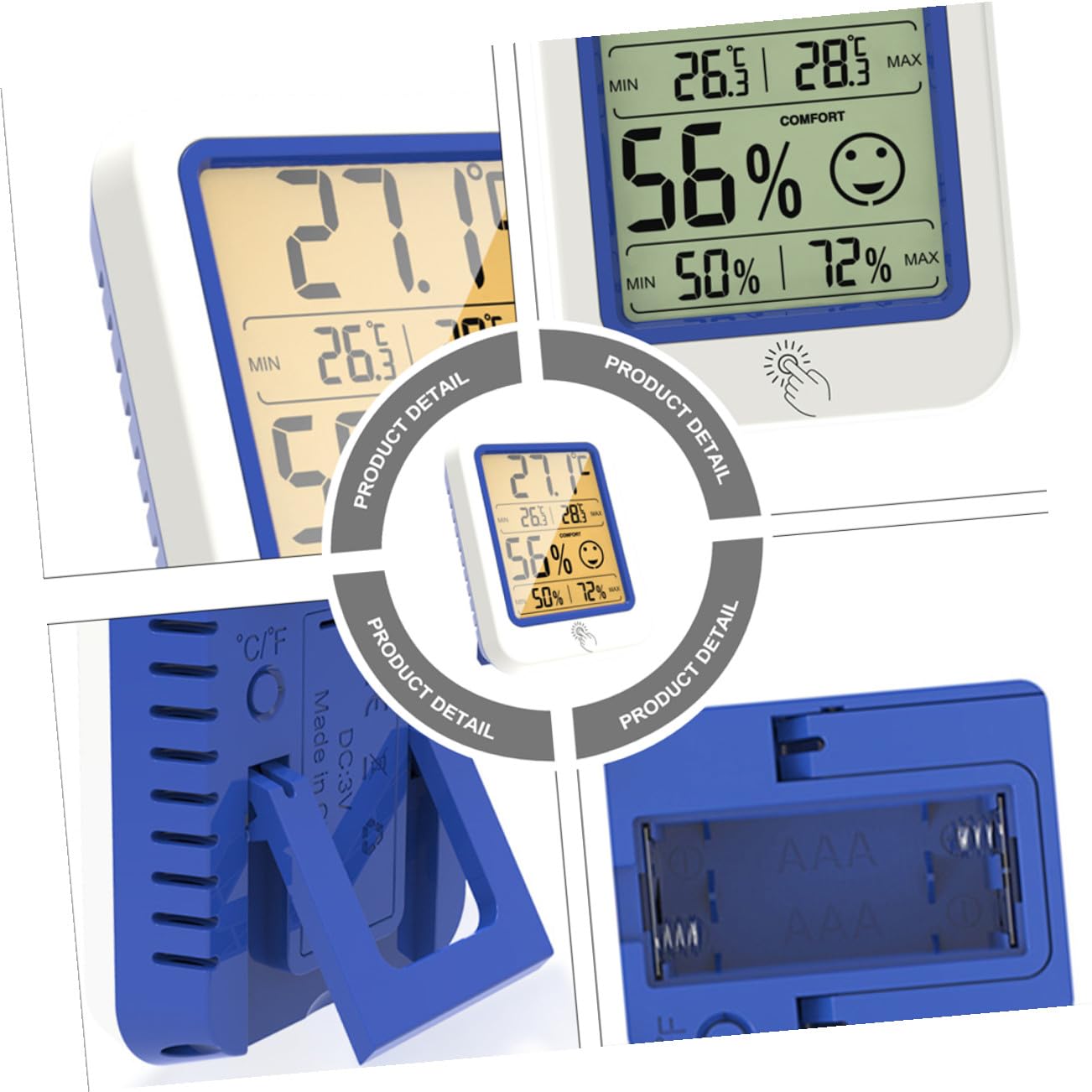 Abaodam Lot De 3 Thermomètres Numériques Hygromètres Et Hygromètres D'Intérieur Avec Écran Lcd Et Fil En Plastique