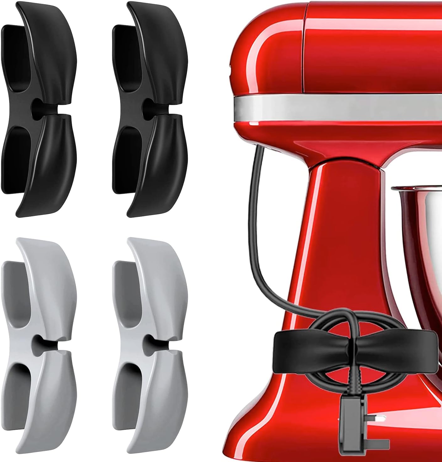 Cord Organizer for Kitchen Appliances - 4pack Adhesive Cord Winder Wrapper Holder Cable Organizer for Small Home Appliances Cord Keeper on Stand Mixer,Blender,Coffee Maker,Pressure Cooker