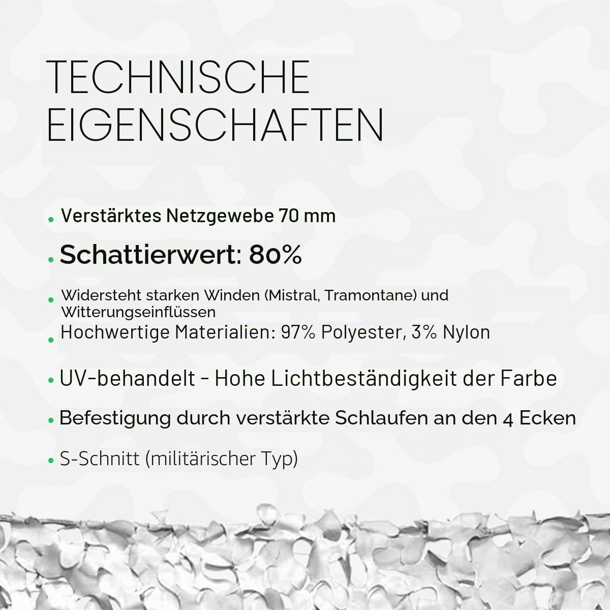 Tarnnetz weiß robust Sonnenschutz UV-Schutz Terrasse Pergola Garten