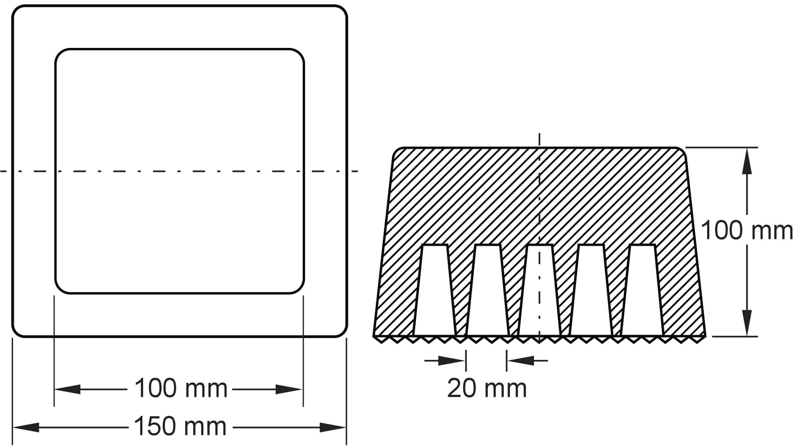 KS Tools 160.0518 Gummiauflage 21 für Hebebühnen, 150 x 150 x 100 mm