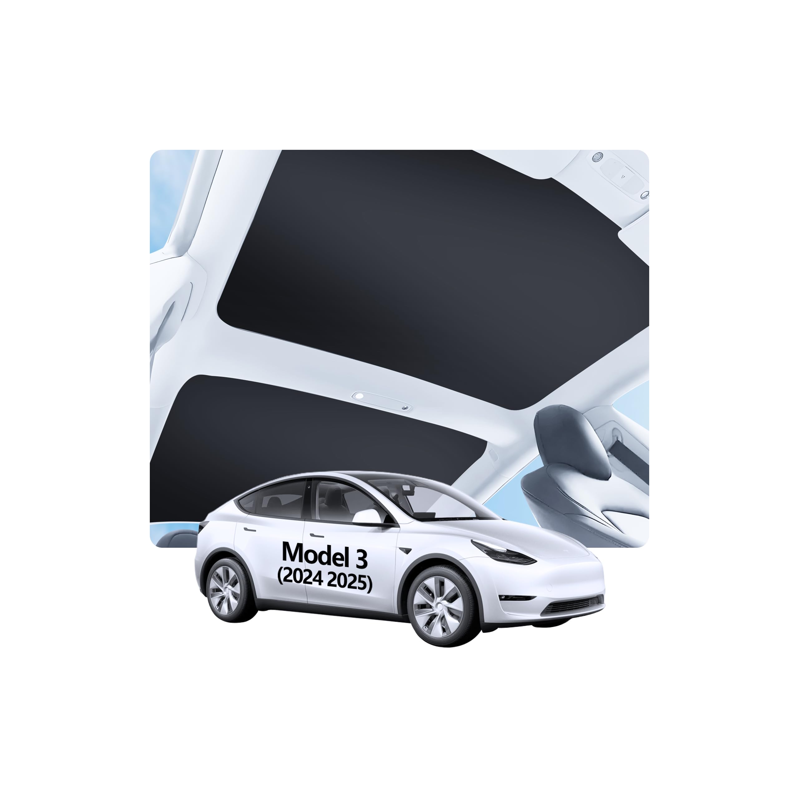 2PCS Nano Ice Crystal Sunshade Roof for Tesla Model 3 Highland 2024-2027 Accessories, [Sag-Free &amp; No-Gap] 3-Gen Black Heat Insulation Foldable Window Sunroof Shading Blocker Cover with Storage Bag