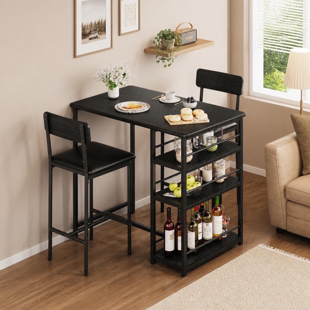 Thaookte Dining Table and Chairs Set 2, Bar Table and Stools Set