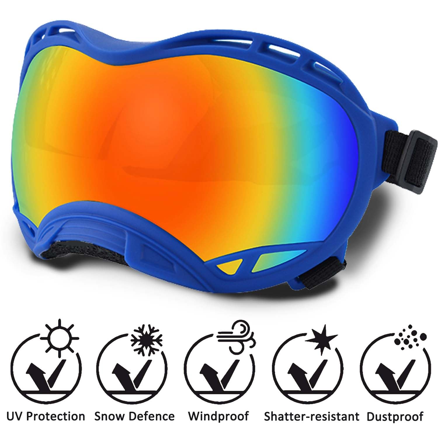 Dog Sunglasses,Doggles Anti-UV Protection,Pet Sunglasses with Adjustable Strap,Suitable for Motorcycle Car Driving Bike Riding Hiking Swimming Wind Dust Fog Dog Eye Protection - Image 2