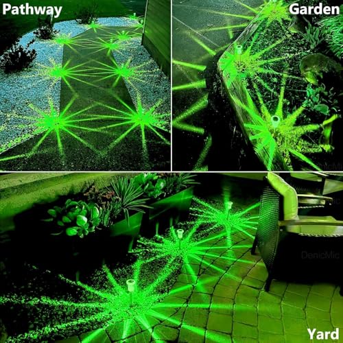 Image of DenicMic Solar Lights Outdoor 10 Pack Waterproof Green LED Stainless Steel Stake Outside Lights for Yard Pathway Garden Driveway Walkway Landscape Path Lighting