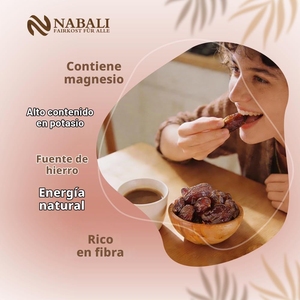 NABALI ALIMENTO DE COMERCIO JUSTO PARA TODOS Dátiles Khudri I Productos de calidad-100% natural aromático fresco oriental & vegano I Dátiles Khudri con sabor a miel & caramelo I Origen:Qassim (1 kg)
