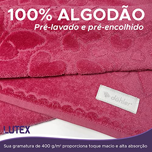 Jogo de Banho 4 Peças Romance Dohler Aveludada 100% Algodão Toalha Fio Penteado Coração Borboleta (R