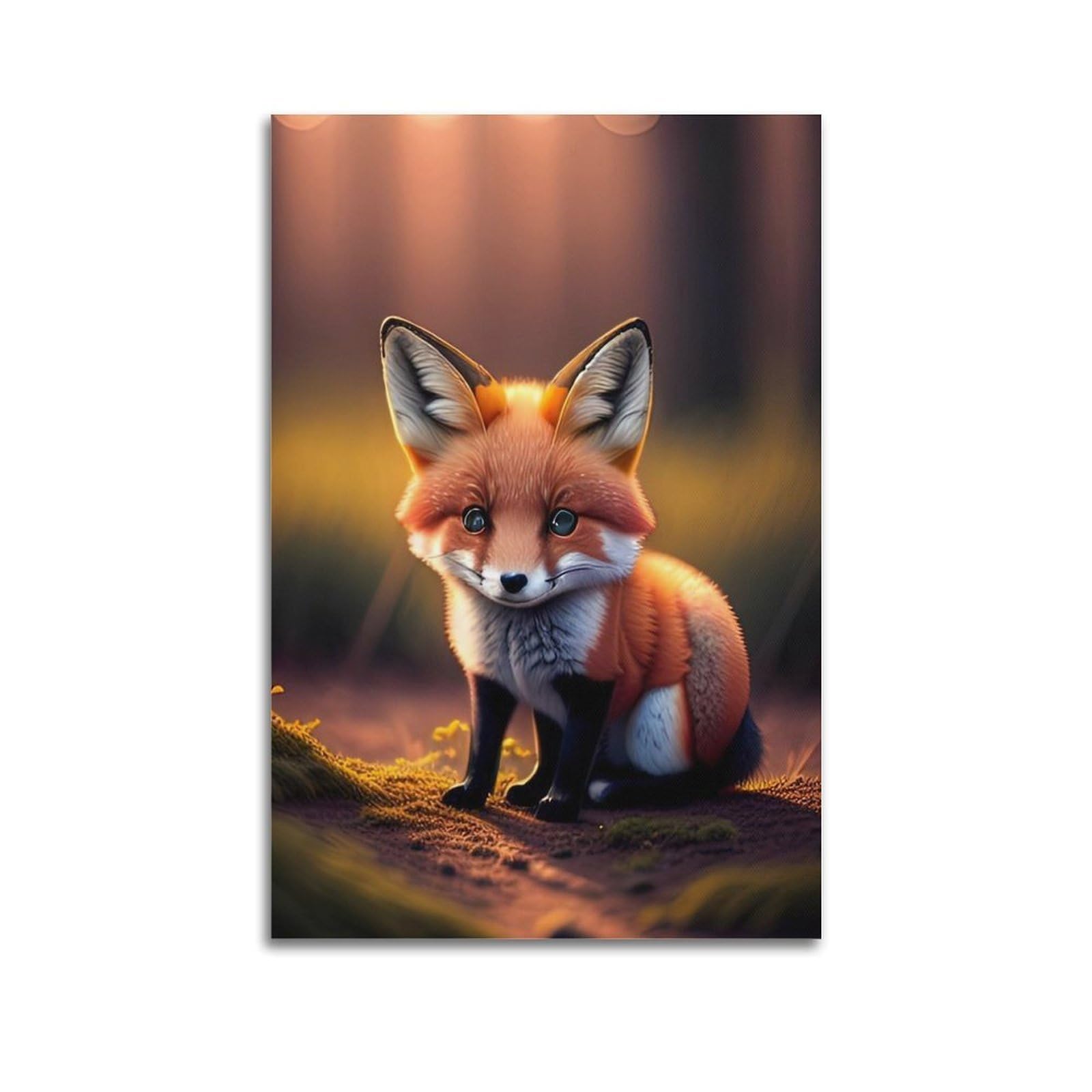 HUIYHB Animal Poster Cute Little Fox Poster Decorative Painting Canvas Wall Posters And Art Picture Print Modern Family Bedroom Decor Posters 20x30inch(50x75cm)
