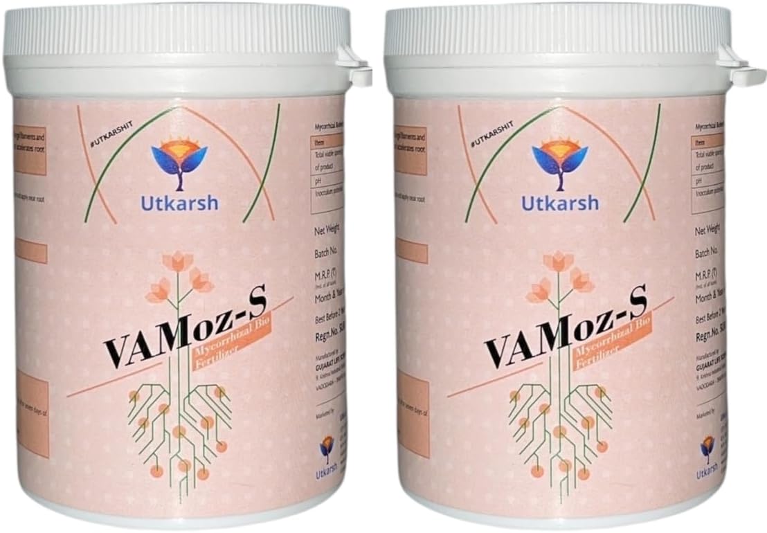 Utkarsh Vamoz-S (Mycorrhiza Powder with 5000 IP/gm) Essential Fertilizer for Root Growth and Plant Health Promoter (200gm; Pack of 2 of 100 gm)