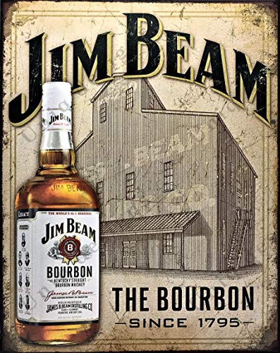 UNiQ Designs Jim Beam Sign Jim Beam Whiskey Bourbon Sign Jim Beam Black Label Vintage Metal Beer Tin Signs Vintage Alcohol Signs Jim Beam Poster Basement Bar Decor Jim Beam Tin Sign 12x8