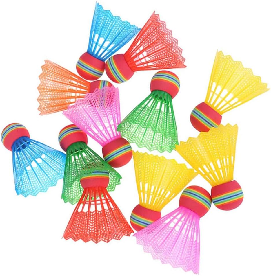 Toddmomy 12pcs Nylon Badminton Shuttlecocks Birdies,Plastic Colorful Training Badminton Birdies Balls Hitting Practice for Youth Players Indoor and Outdoor,Random Color