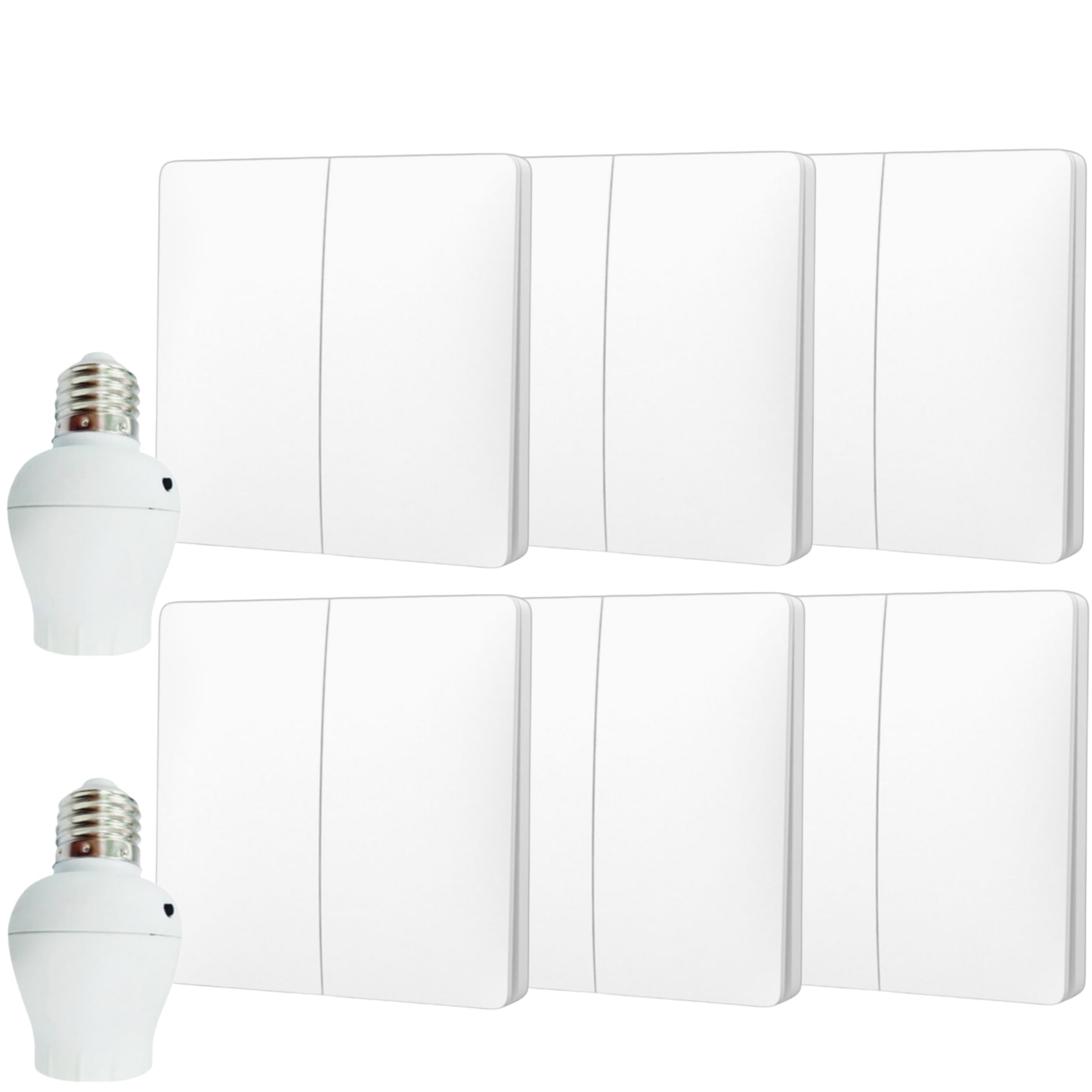 Interrupteur sans fil et sans pile Auto alimenté - Écologique - Qualité Pro - Va et vient RF 6 télécommande double allumage + 2 douilles adaptateur radios à vis E27 - Longue Distance