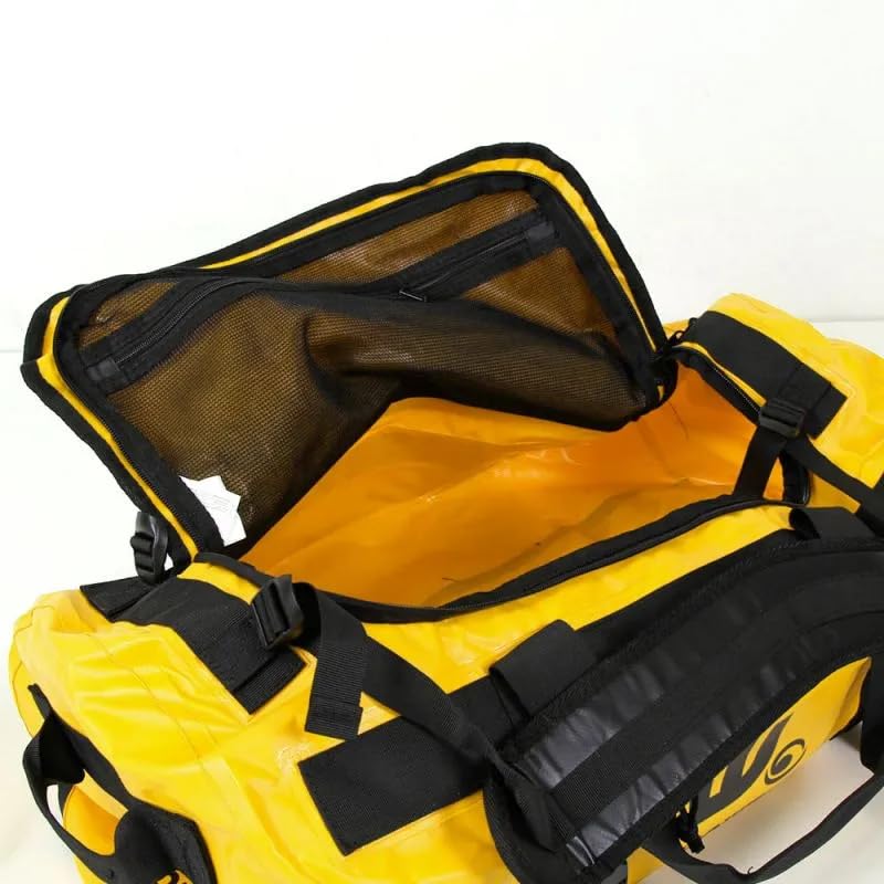 Howzit Sac de Voyage Étanche 60L – Grand Duffel Bag Imperméable en Polyester 500D – Convertible Sac à Dos ou Main – Coutures Soudées & Zip Étanche – Idéal Camping, Kayak et Nautisme (Jaune)