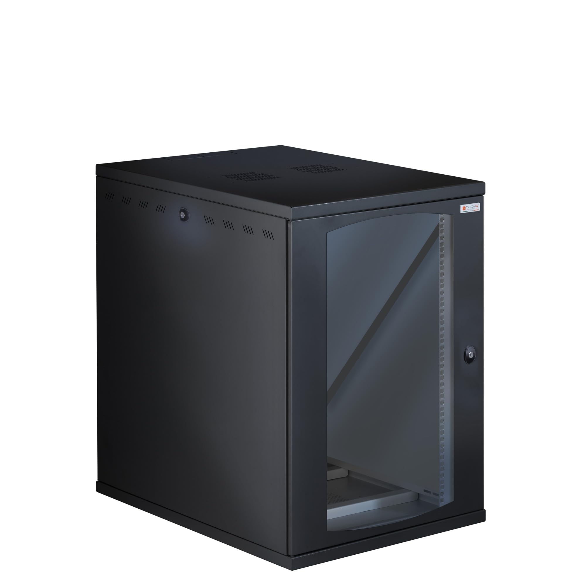 Techly Professional 369182 Armadio Rack 19" a Muro 16U P 800mm L 600mm Porta Vetro Nero Nero