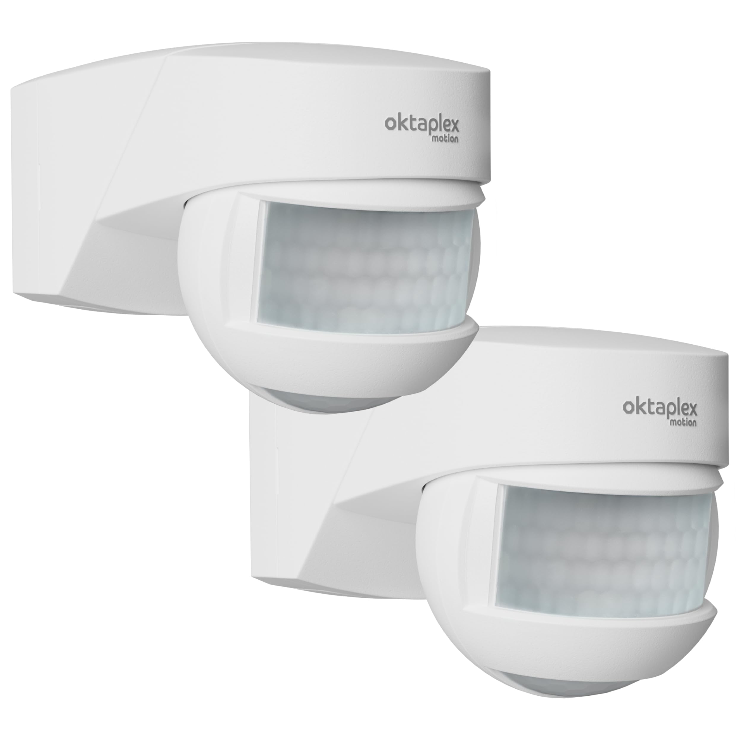 Oktaplex Lea 2er Set Bewegungsmelder Aussen weiß | 180 Grad 12m PIR-Sensor IP54 Wand- Decken- Eckmontage Aufputz 230V LED geeignet