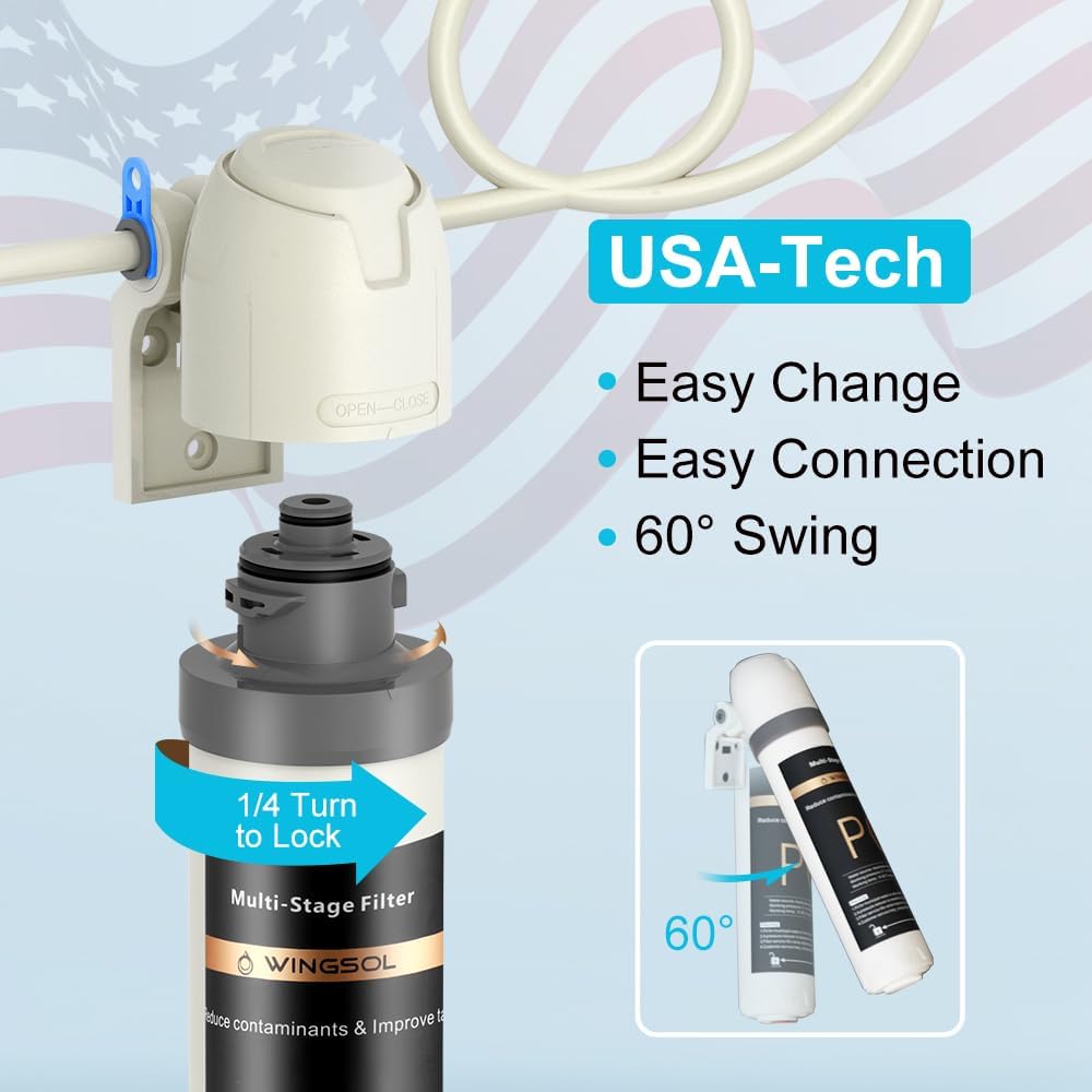 WINGSOL 12" Under Sink Water Filter with Faucet and Quick Connect