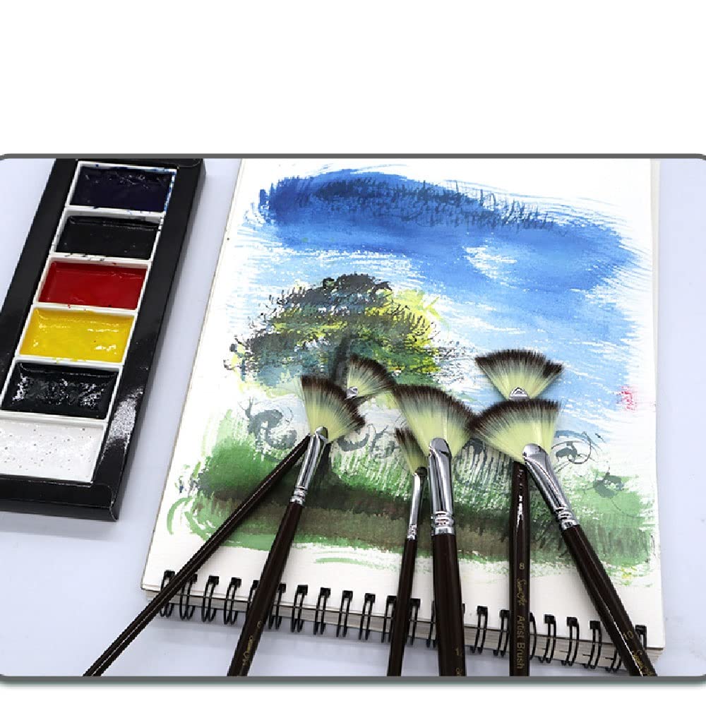 Juego De 6 Pinceles De Acuarela, Pincel De Pintura con Pelo De Nailon, Suministros De Arte para La Escuela, Pintura Gouache