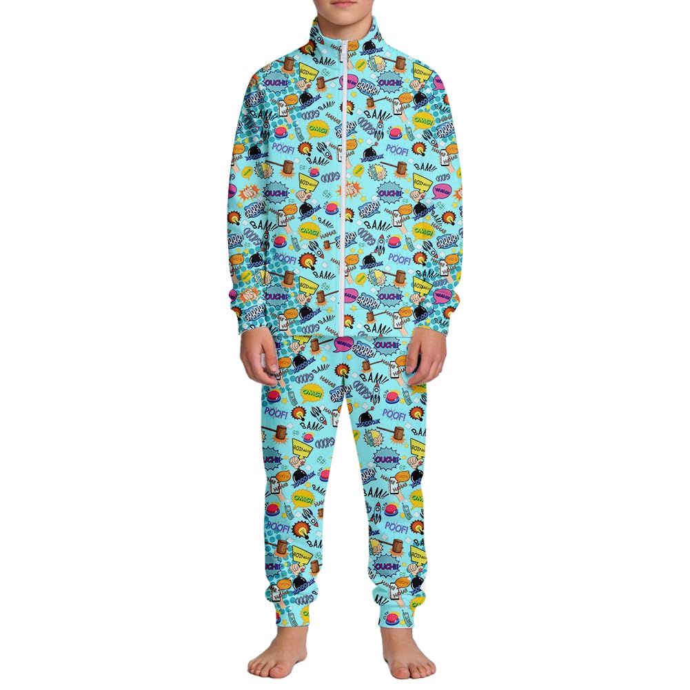 Kids Two-Piece Classic Zippered Sports Jacket Set Sweatpants Jogging Teenager Sportswear Set